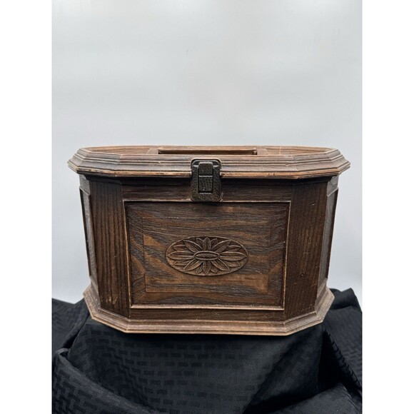 Other - Vintage Lerner Faux Wood Sewing Box with Plastic Insert for Notions and Handle